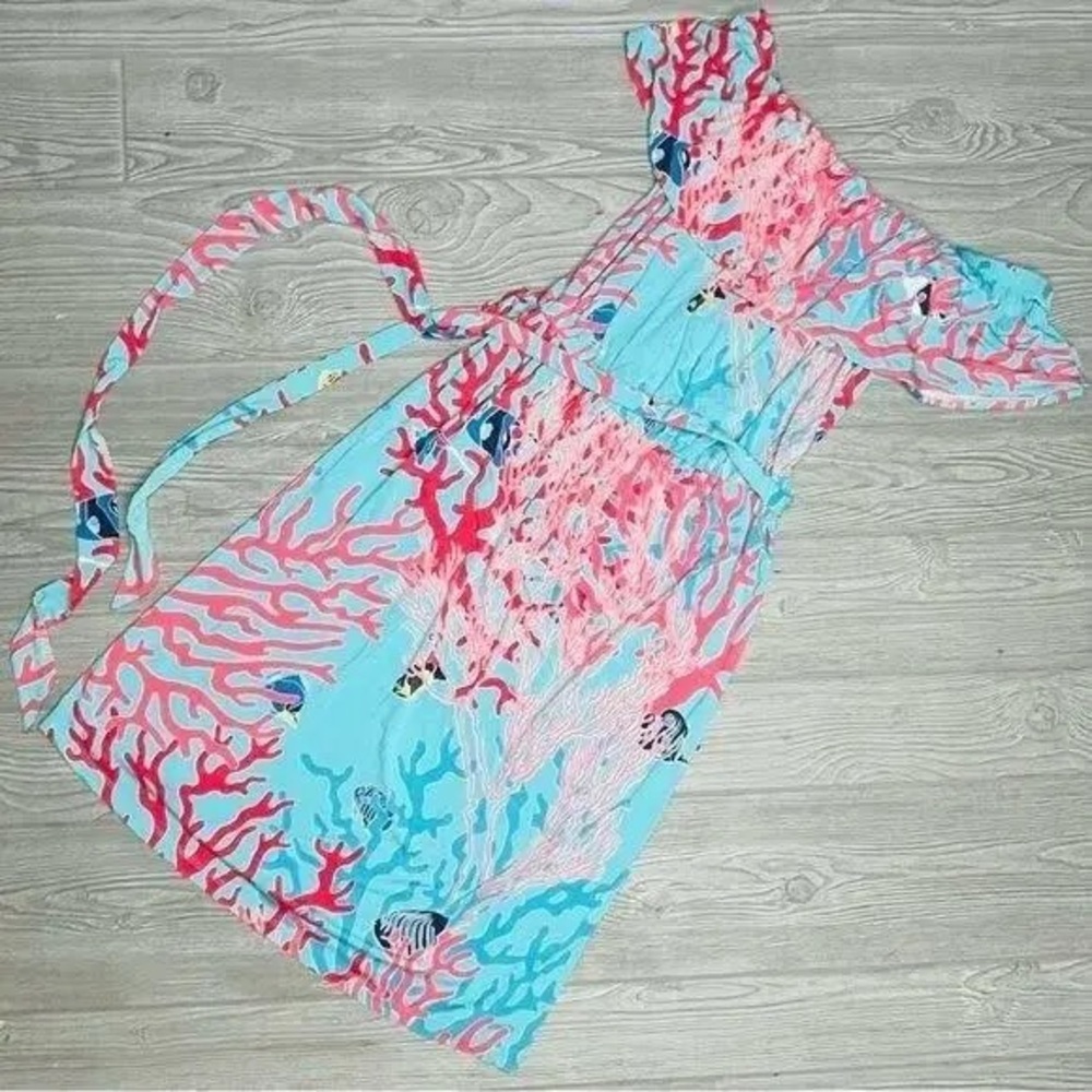 Tori Richard Vibrant Coral Reef Print Dress